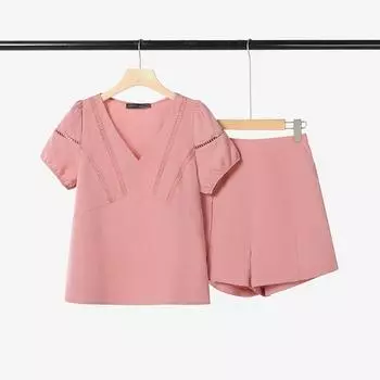 ZANZEA Женский летний комплект из двух предметов: блузка с коротким рукавом и шорты M
