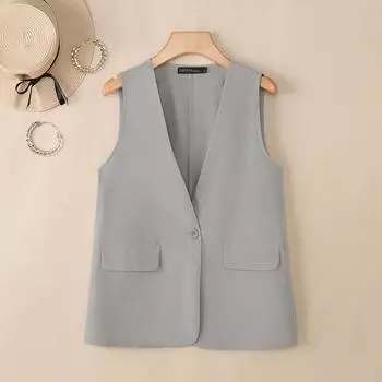 ZANZEA Женский летний повседневный жилет без рукавов с V-образным вырезом однотонный M