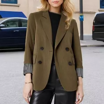 ZANZEA Женский повседневный кардиган с зубчатыми лацканами и длинными рукавами, блейзер XL чёрный