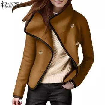 ZANZEA Женский повседневный тонкий кардиган с длинным рукавом Пальто S темно-зеленого