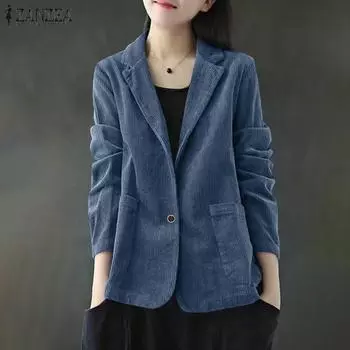 ZANZEA Женский повседневный тонкий кардиган с отложным воротником и длинными рукавами, верхняя одежда S чёрный