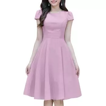 ZANZEA Женское летнее повседневное платье А-силуэта с круглым вырезом и короткими рукавами S
