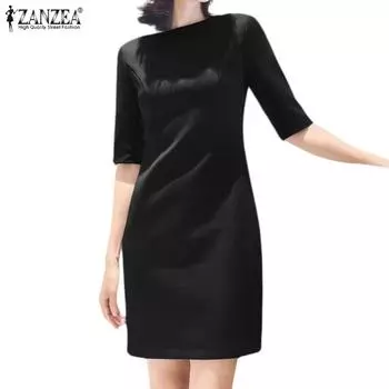 ZANZEA Женское летнее повседневное платье с круглым вырезом и половиной рукавов