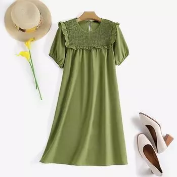 ZANZEA Женское летнее повседневное платье с круглым вырезом и короткими рукавами