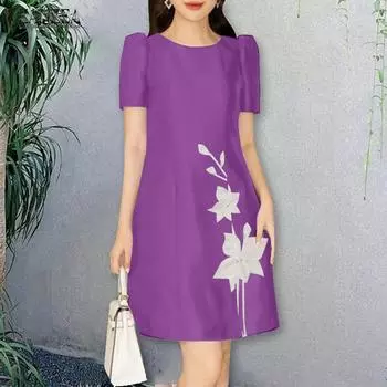 ZANZEA Женское летнее повседневное платье с коротким рукавом и цветочным принтом M розовый