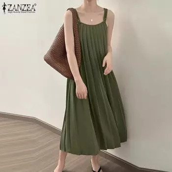 ZANZEA Женское летнее повседневное пляжное платье без рукавов