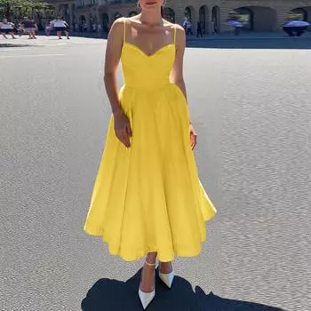 ZANZEA Женское повседневное летнее бохо-пляжное платье без рукавов на бретелях XL белый