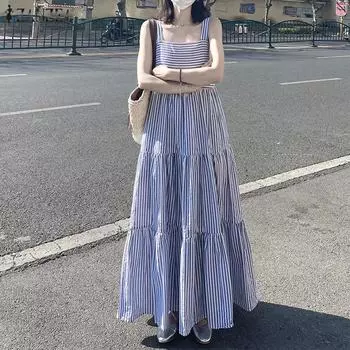 ZANZEA Женское повседневное летнее длинное платье без рукавов с квадратным воротником S чёрный