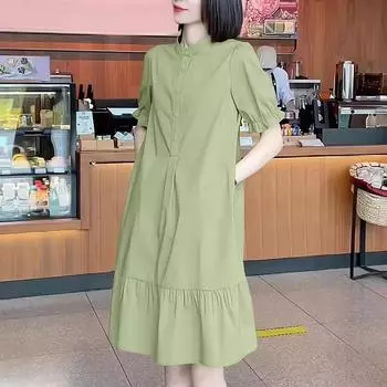 ZANZEA Женское повседневное летнее платье с коротким рукавом и воротником-стойкой S