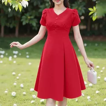 ZANZEA Женское повседневное летнее платье с V-образным вырезом и короткими рукавами M