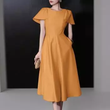 ZANZEA Женское повседневное летнее платье с круглым вырезом и коротким рукавом S