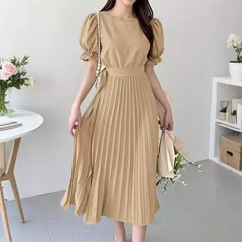 ZANZEA Женское повседневное летнее платье с круглым вырезом и короткими рукавами, плиссированное L