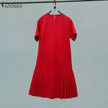 ZANZEA Женское повседневное летнее платье с коротким рукавом и круглым вырезом 4XL белый