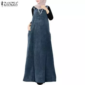 ZANZEA Женское повседневное платье без рукавов с бретельками и подтяжками S чёрный