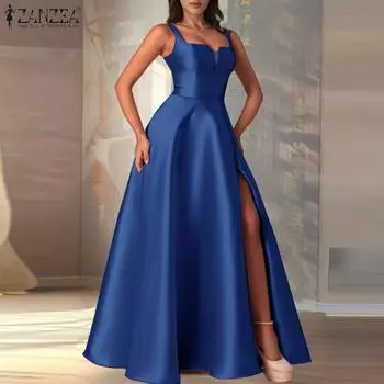 ZANZEA Женское повседневное платье без рукавов с V-образным вырезом для выпускного вечера, длинное платье 3XL розовый