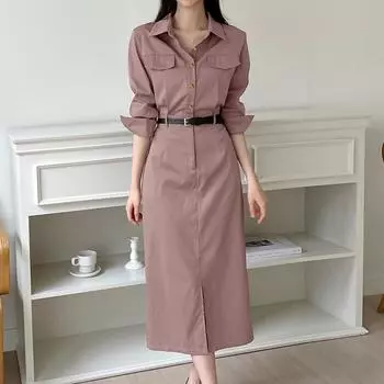 ZANZEA Женское повседневное платье-рубашка с отложным воротником и длинными рукавами S