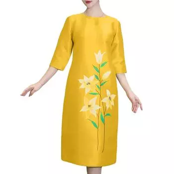 ZANZEA Женское повседневное платье с круглым вырезом, рукавом 3/4, свободное, летнее, с принтом S