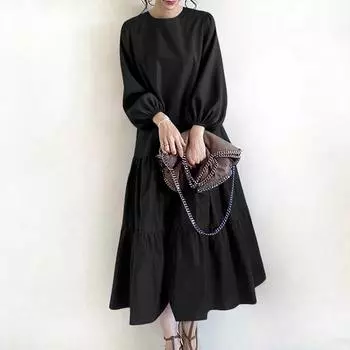 ZANZEA Женское повседневное платье с круглым вырезом и длинным рукавом M