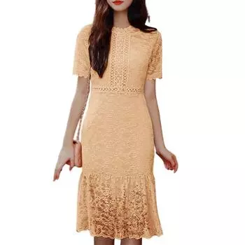 ZANZEA Женское повседневное платье с круглым вырезом, короткими рукавами, кружевной вязкой крючком, вышивкой и пэчворком M розовый