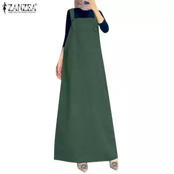 ZANZEA Женское повседневное платье с квадратным воротником и рукавами на подтяжках XL темно-синий