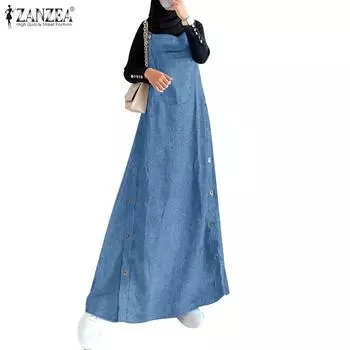 ZANZEA Женское повседневное платье с квадратным воротником, свободное, без рукавов, на бретелях, длинное S чёрный