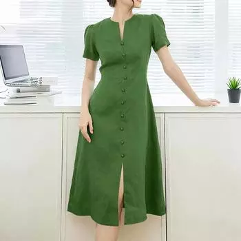 ZANZEA Женское повседневное платье с V-образным вырезом спереди и коротким рукавом 5XL