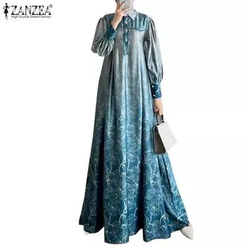 ZANZEA Женское повседневное свободное платье с отложным воротником и длинными рукавами M фиолетовый