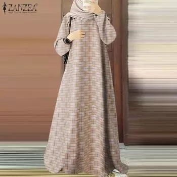 ZANZEA Женское повседневное свободное платье с длинными рукавами и круглым вырезом в сетку M чёрный