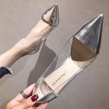 заостренный носок кожаные пэчворк прозрачные туфли на высоком каблуке женские конфетно-желтые туфли-лодочки на шпильке тонкий каблук прозрачные эскарпины женские 4.5 бежевый