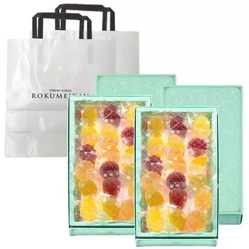 Западная кондитерская Rokumeikan с 22 предметами благословения 2 коробки набор 12 видов фруктов сумочка, капли, (подарок, желе, сувенир, сладости, на один укус