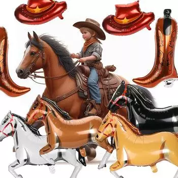 Западная ковбойская вечеринка фольга лошадь шляпа сапоги воздушные шары баннер пластиковая скатерть для детей ковбой ковбой девушка украшения для дня рождения