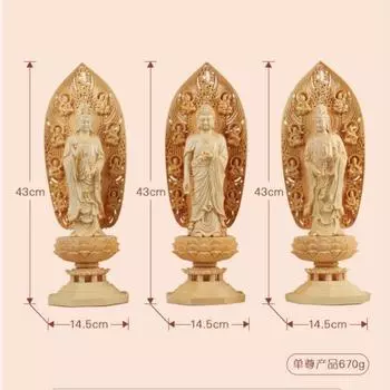 Западная резьба по дереву с тремя святыми статуями из кипариса. Деревянные изделия ручной работы для домашнего поклонения статуям божеств.