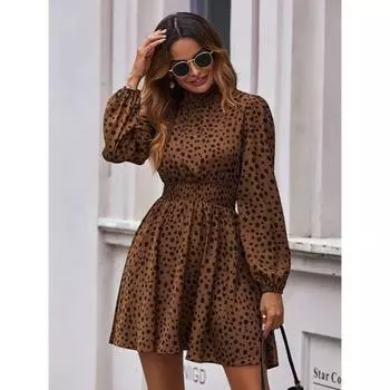 западные платья для женщин | Платье А-силуэта до колен | мини-платье в стиле вестерн для женщин | Цельное платье S коричневый