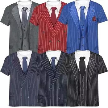 Западный костюм, футболки с 3D принтом для мужчин, высокое качество, мужской индивидуальный деловой костюм, футболки с 3D дизайном, летние топы с принтом S