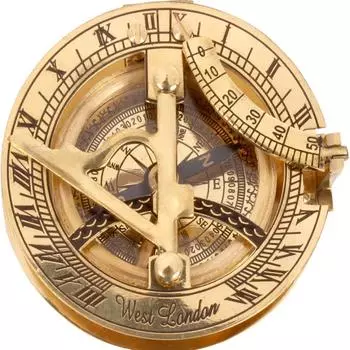 Западный Лондон латунные антикварные солнечные часы-компас, морские солнечные часы латунные солнечные часы-компас как