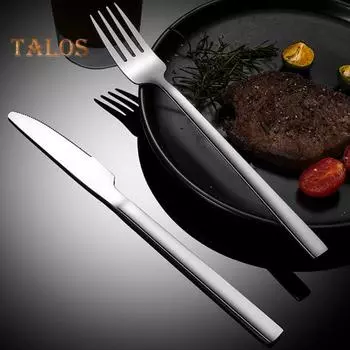Западный резак, вилка, ложка, пищевая блестящая поверхность, гладкий край, нержавеющая сталь, столовые приборы для стейка в западном стиле для дома Arc-shaped золотистый