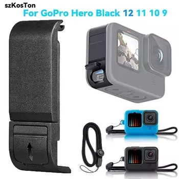 Запасная боковая дверца для GoPro Hero 12/11/10/9, черная пылезащитная сквозная крышка батарейного отсека, запасная часть, аксессуары для камер Universal