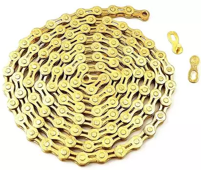 Запасные части цепи для горного шоссейного велосипеда 116 звеньев полупустые 9-скоростные велосипедные цепи золотого цвета 9 Speed золотой