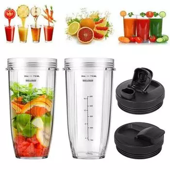 Запасные части для блендера для чашек Ninja емкостью 24 унции с крышками, набор лезвий для экстрактора с 7 ребрами, без бисфенола-А, можно мыть в посудомоечной машине, совместимые аксессуары для блендера set