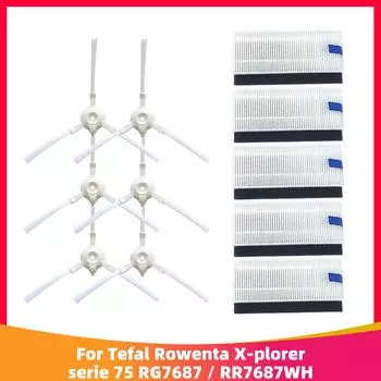 Запасные части фильтра HEPA боковой щетки для робота-пылесоса Tefal Rowenta X-plorer serie 75 RG7687 / RR7687WH