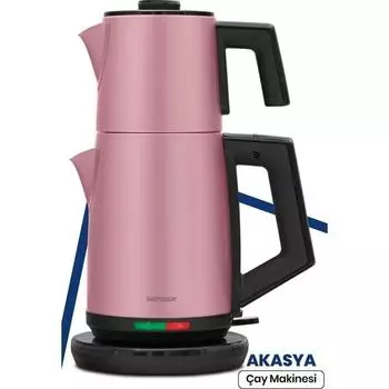 Запатентованная стальная чайник и чайник Akasya Sedef Pink XL мощностью 2200 Вт с защитой от капель