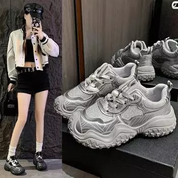 Zapatillas De Mujer Шикарные массивные кроссовки для женщин Дизайнерская женская спортивная обувь Удобная повседневная обувь на широкой подошве Размер плюс 40 35 чёрный