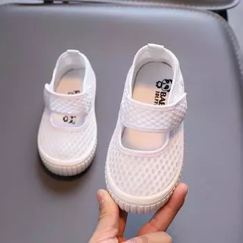 zapatillas kids Повседневная обувь Новые летние детские кроссовки с мягкой подошвой для мальчиков Сетчатая обувь для девочек Средние и большие размеры Детская обувь для студентов Детская обувь 23 insole14.5cm белый