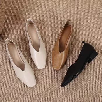 Zapatillas Mujer женские туфли-лодочки женские толстые высокие каблуки женские сексуальные офисные туфли с квадратным носком платье рабочие туфли симпатичные туфли женская обувь 34 чёрный