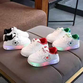 zapatillas светодиодные детские кроссовки осенние для девочек светящиеся туфли мягкая подошва мальчик повседневная обувь нескользящие скейт обувь детская обувь zapatos nia 21-insole13cm красный