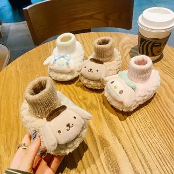 zapatos comodos Baby Shoes Socks with Soft Soles Plush Toddler Shoe for Both Boys Girls Cartoon Baby Foot Protectors Zapatillas S розовый