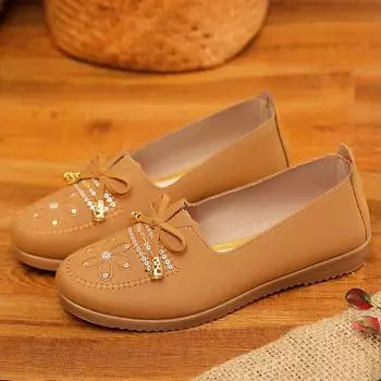 Zapatos De Mujer Новейшие женские удобные весенние туфли на плоской подошве без застежек Женская модная обувь Мягкая подошва Туфли на плоской подошве Вышитые туфли 35