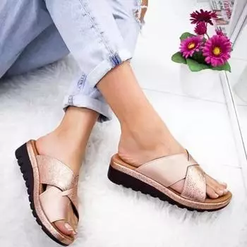 Zapatos De Mujer Plus Size 35-43 Summer Women Sequin Elegant Wedges Comfortable Sandals Non-slip Slippers Platform Shoes 35