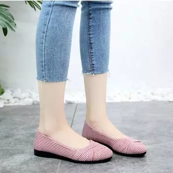 zapatos de mujer women classic round toe red plaid pattern slip on flat loafers lady fashion comfort black office shoes ba308 35
