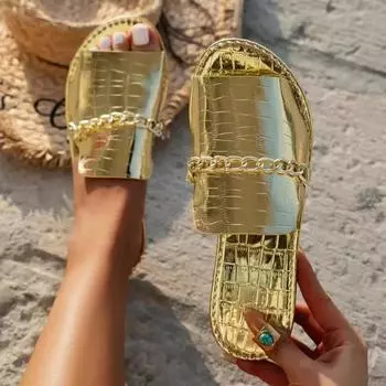 Zapatos Mujer Лето и осень Новые большие размеры с открытым носком шлепанцы на плоской танкетке сандалии для женщин Обувь для женщин 36